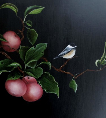 Painting titled "Chickadee" by Charlene Wooden, Original Artwork, Oil
