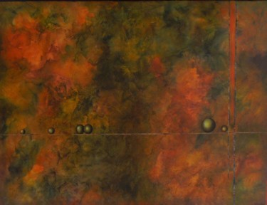 Peinture intitulée "Brass Spheres" par Charlene Wooden, Œuvre d'art originale, Huile