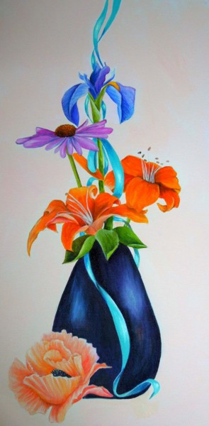 Peinture intitulée "Eggplant and Friends" par Charlene Wooden, Œuvre d'art originale, Huile