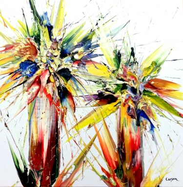 Peinture intitulée "Bouquet fleurs 2 -…" par Charles Carson, Œuvre d'art originale, Acrylique
