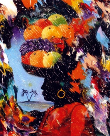 Malerei mit dem Titel "La Palenquera - Col…" von Charles Carson, Original-Kunstwerk, Acryl