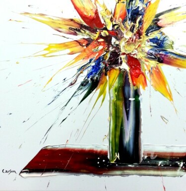 Pintura titulada "Bouquet de Fleurs -…" por Charles Carson, Obra de arte original, Acrílico