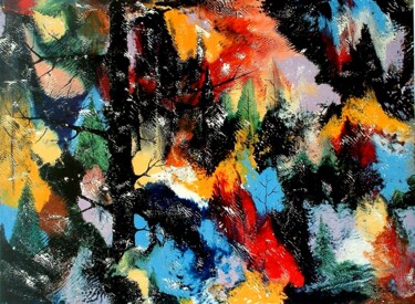 Malerei mit dem Titel "Paysage d'automne -…" von Charles Carson, Original-Kunstwerk, Acryl