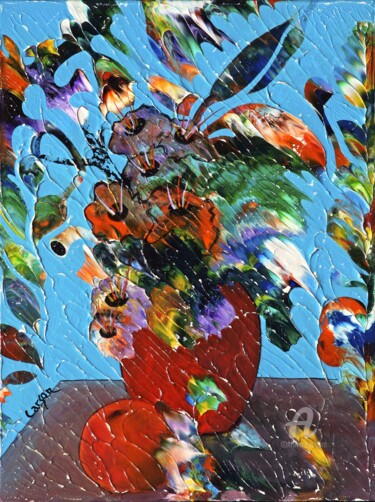 Malerei mit dem Titel "Bouquet fleurs - SO…" von Charles Carson, Original-Kunstwerk, Acryl