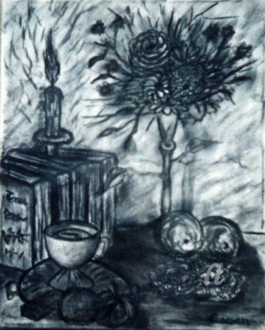Painting titled "Détente - Sold Vendu" by Charles Carson, Original Artwork, Charcoal