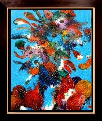 Schilderij getiteld "Abondance florale -…" door Charles Carson, Origineel Kunstwerk, Acryl