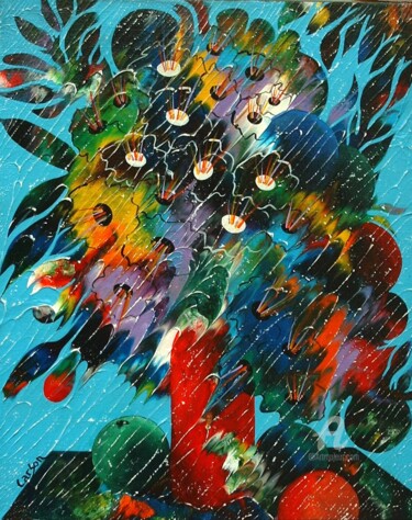 Картина под названием "Bouquets aux arômes…" - Charles Carson, Подлинное произведение искусства, Масло
