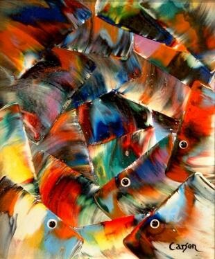 Картина под названием "Soleil en eau troub…" - Charles Carson, Подлинное произведение искусства, Масло