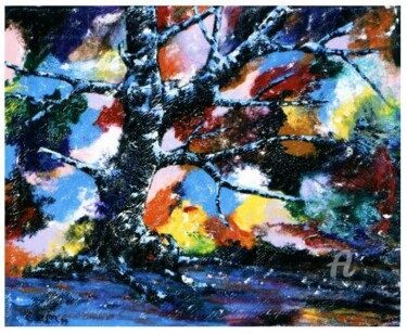 Pintura titulada "Le grand chêne- Sol…" por Charles Carson, Obra de arte original, Acrílico Montado en Bastidor de camilla d…