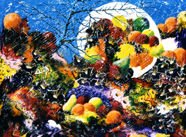 Painting titled "Éclipse de fruits -…" by Charles Carson, Original Artwork, Acrylic