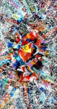 Schilderij getiteld "Fusion aux couleurs…" door Charles Carson, Origineel Kunstwerk, Olie