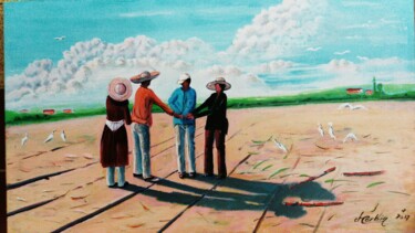 Painting titled "Remerciements" by Charles Corbin, Original Artwork, Oil