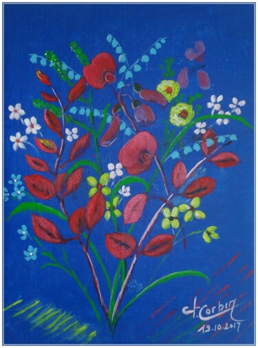 Peinture intitulée "Bouquet de fleurs d…" par Charles Corbin, Œuvre d'art originale, Acrylique