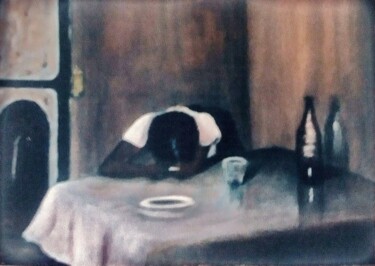 Malarstwo zatytułowany „Cigarettes et Alcool” autorstwa Charles Corbin, Oryginalna praca, Olej