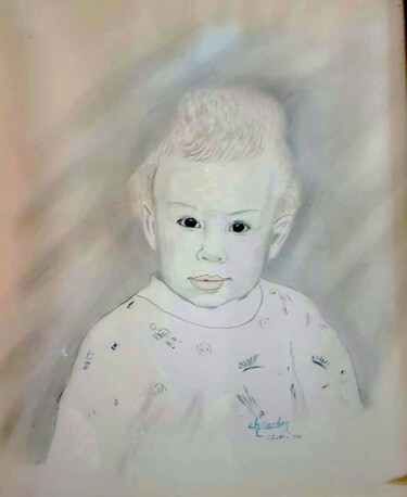 Peinture intitulée "Portrait d'enfant" par Charles Corbin, Œuvre d'art originale, Aquarelle