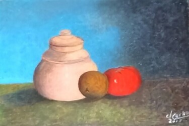 Painting titled "Nature morte au fon…" by Charles Corbin, Original Artwork, Acrylic