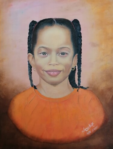 Peinture intitulée "Portrait de jeune f…" par Charles Corbin, Œuvre d'art originale, Huile