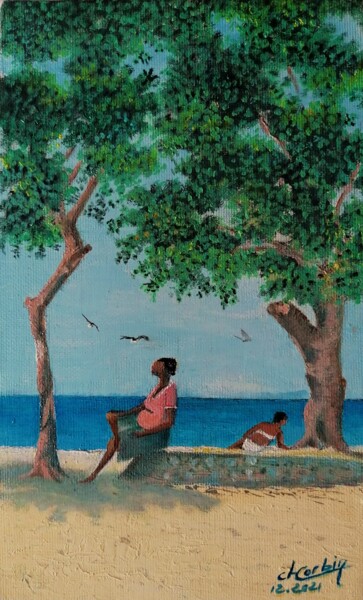 Peinture intitulée "Un après midi sur l…" par Charles Corbin, Œuvre d'art originale, Huile Monté sur Autre panneau rigide