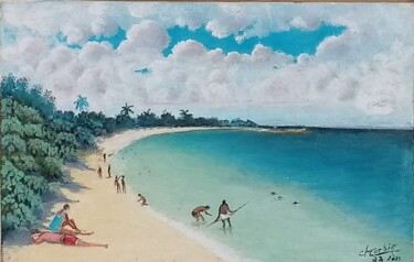 Peinture intitulée "Les vacances en Gua…" par Charles Corbin, Œuvre d'art originale, Huile Monté sur Panneau de bois
