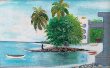 Painting titled "Le phare de Port-Lo…" by Charles Corbin, Original Artwork, Oil