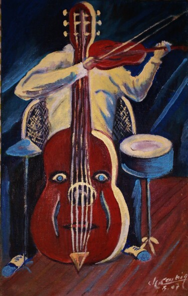 Malerei mit dem Titel "L'homme orchestre" von Charles Corbin, Original-Kunstwerk, Öl