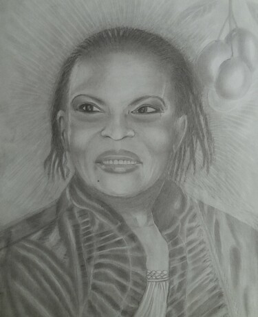 Tekening getiteld "TAUBIRA Christiane" door Charles Corbin, Origineel Kunstwerk, Potlood