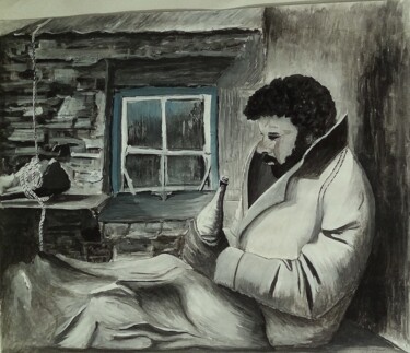 Peinture intitulée "Un sans abrit" par Charles Corbin, Œuvre d'art originale, Gouache