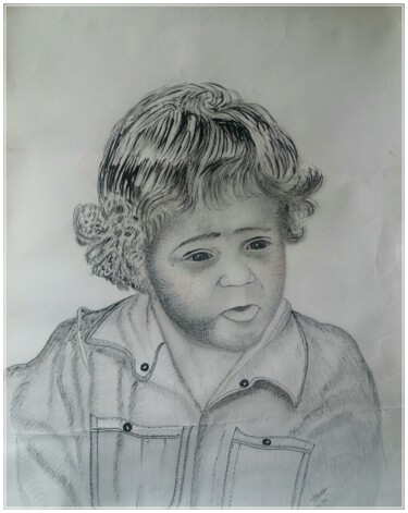 Dessin intitulée "Portrait d'enfant à…" par Charles Corbin, Œuvre d'art originale
