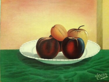 Painting titled "Nature morte de fru…" by Charles Corbin, Original Artwork, Oil