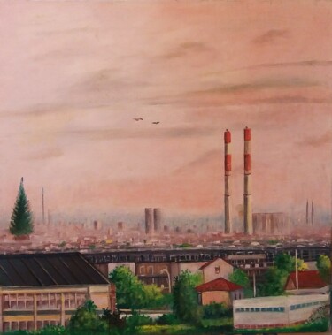 Peinture intitulée "Les cheminées de Vi…" par Charles Corbin, Œuvre d'art originale, Huile
