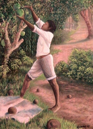 Картина под названием "Le jeune homme et l…" - Charles Corbin, Подлинное произведение искусства, Масло Установлен на Деревян…