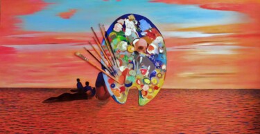 Pintura titulada "Coucher de soleil" por Charles Corbin, Obra de arte original, Oleo