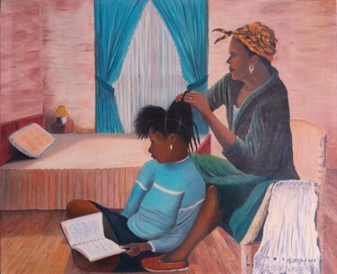 Pittura intitolato "La coiffure" da Charles Corbin, Opera d'arte originale, Olio