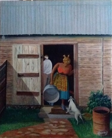 Peinture intitulée "La petite case en b…" par Charles Corbin, Œuvre d'art originale, Huile
