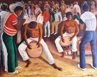 Peinture intitulée "Joueurs de Ka" par Charles Corbin, Œuvre d'art originale, Huile