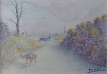 Painting titled "L"aurore" by Charles Corbin, Original Artwork, Watercolor
