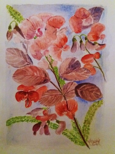 Painting titled "Fleurs sauvages" by Charles Corbin, Original Artwork, Watercolor