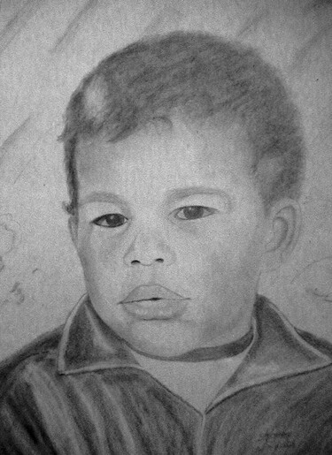 Dibujo titulada "Portrait d'enfant" por Charles Corbin, Obra de arte original, Punta de plata