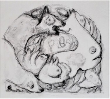 Tekening getiteld "Les visions de Silè…" door Charles Fulgeras, Origineel Kunstwerk, Potlood