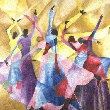 Painting titled "praise dancing I" by Charles Harvey, Original Artwork