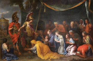 Pintura intitulada "Les reines de Perse…" por Charles Le Brun, Obras de arte originais, Óleo