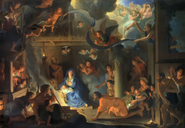 Malerei mit dem Titel "L’Adoration des ber…" von Charles Le Brun, Original-Kunstwerk, Öl