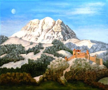 Pittura intitolato "Château de Gruyères…" da Charles Lienemann, Opera d'arte originale, Olio Montato su Telaio per barella i…