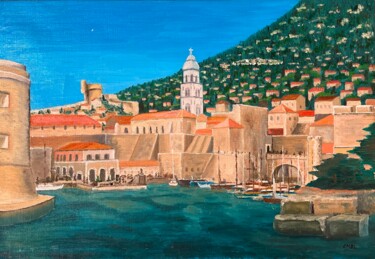 「Dubrovnik」というタイトルの絵画 Charles Lienemannによって, オリジナルのアートワーク, オイル ウッドストレッチャーフレームにマウント