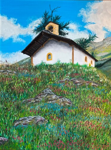 Painting titled "Chapelle St. Christ…" by Charles Lienemann, Original Artwork, Acrylic Mounted on Wood Stretcher frame