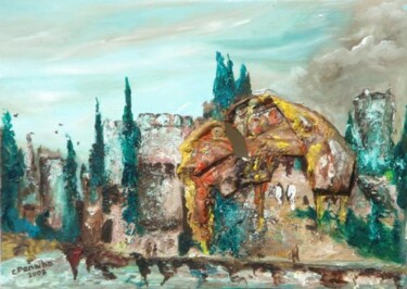 Le temps ronge le Chateau de la Napoule Peinture intitulée "Le temps ronge le C…" par Charles Penalba, Œuvre d'art originale