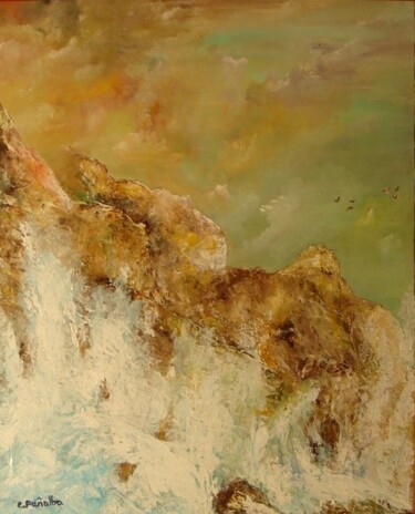 Peinture intitulée "Vagues sur falaises" par Charles Peñalba, Œuvre d'art originale