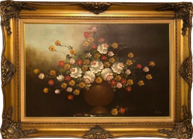 Painting titled "Flowers in a Vase b…" by Charles Robert Leslie, Original Artwork, Oil