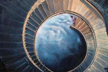 Pintura intitulada "l'escalier / The st…" por Charles Sabourin, Obras de arte originais, Óleo
