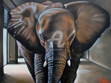 Painting titled "The elephant-in-the…" by Charles Sabourin, Original Artwork